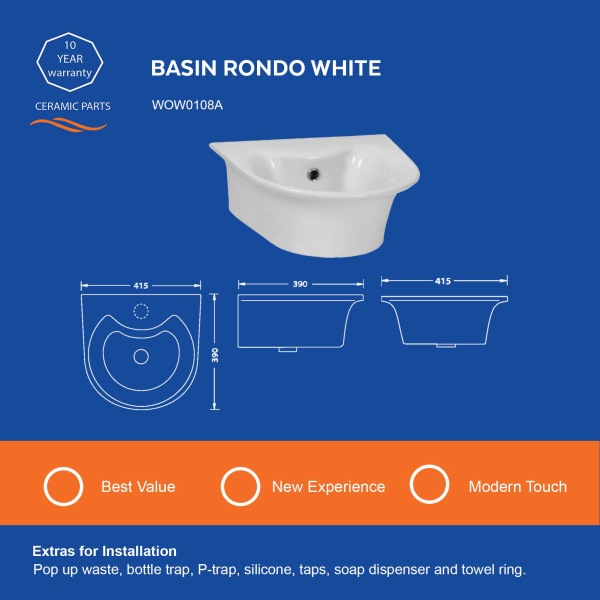 SW Basin Rondo White Bathroom Boutique Harare