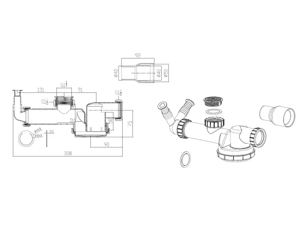 ITD Trap Sink Space Saving Single - Image 2