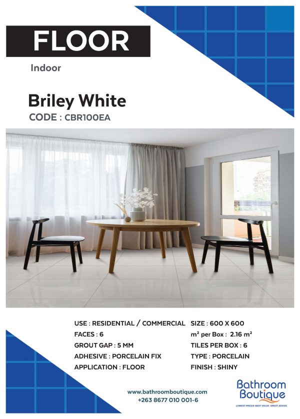 FT 60x60 S Briley White Eco 2.16m2 - Image 3