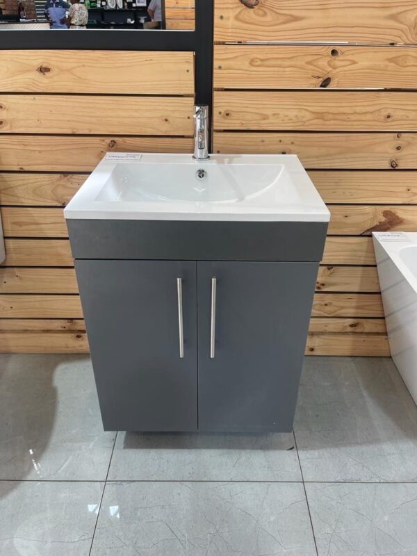 V 600 Cabinet Storm Grey with Basin - Image 2